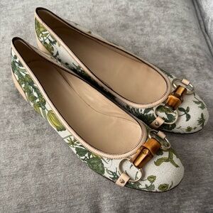 Gucci Green Floral Women's Flats